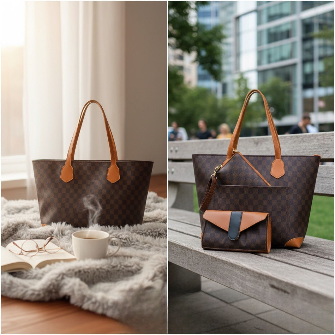Brown PU Leather Shoulder Bag