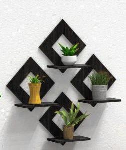 Stylish Black Wall Shelf Set – 3 Pieces