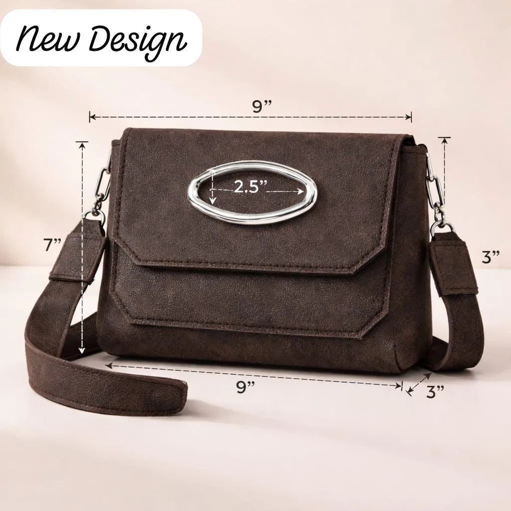 Brown Medium Crossbody Bag with Front Flap