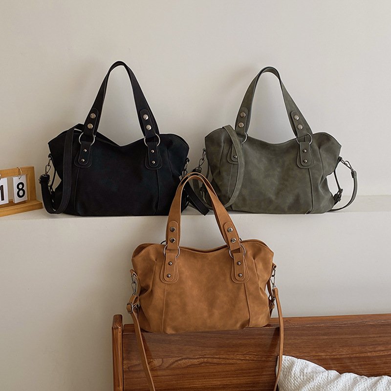 Vintage Frosted Leather Handbag for Women