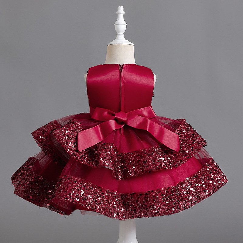 Princess Red Sequin Tulle Dress for Girls